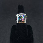 Size 10 3/4 - Night sky inlay Multi-stones sterling silver ring