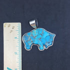 Large Bear City with Galaxy multi-gemstones sterling silver pendant - double side