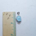 Oval Blue Larimar with CZ sterling silver pendant