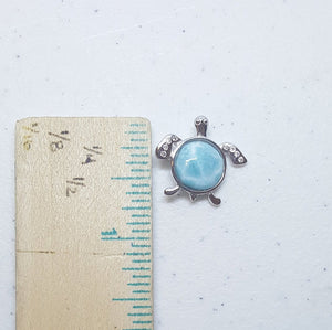 Blue Baby Turtle Larimar with CZ sterling silver pendant for kids