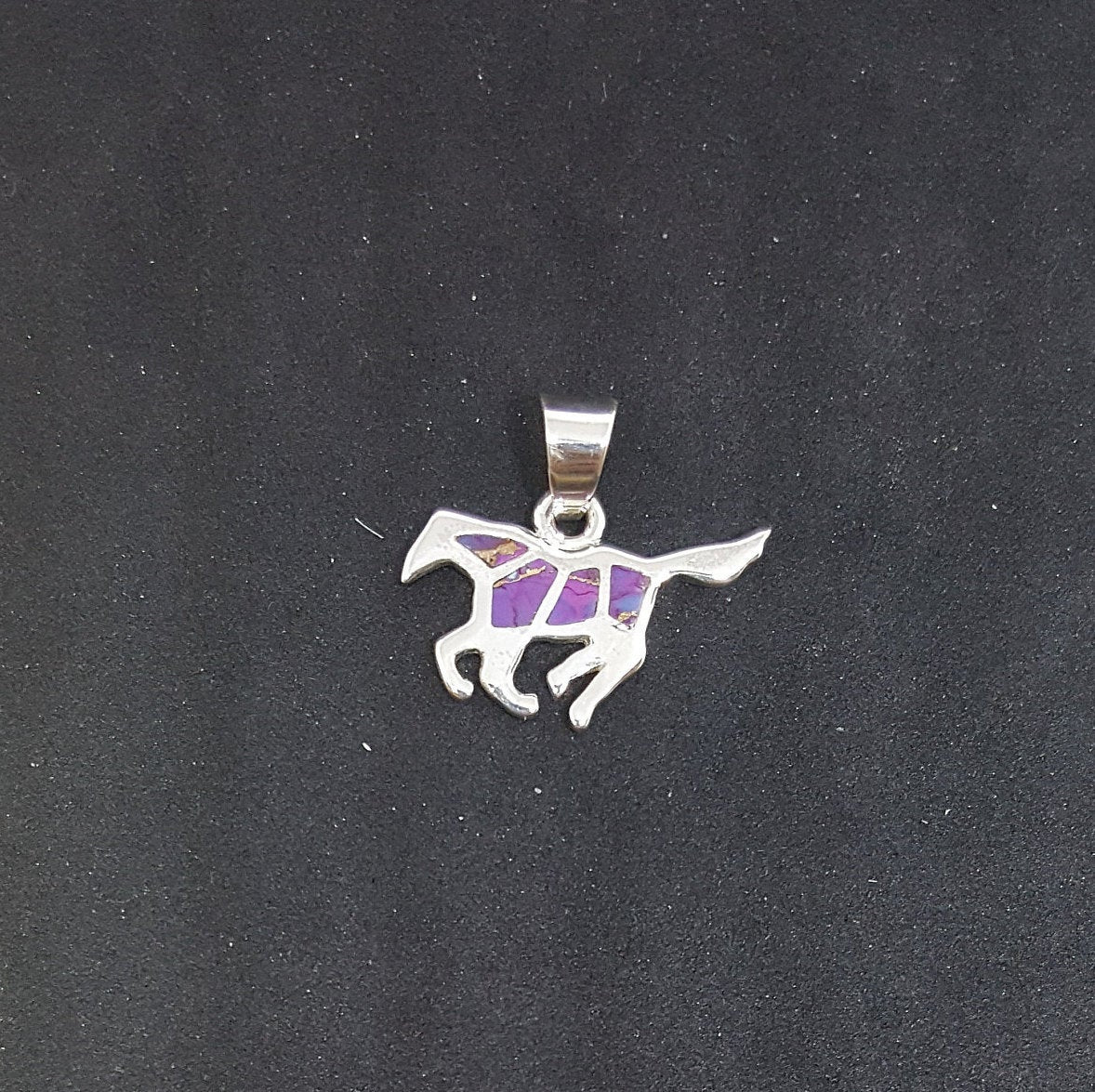 Little Horse Purple Turquoise sterling silver pendant necklace