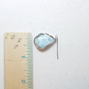 Blue Larimar Wavy pattern teardrop shape sterling silver dangle earrings