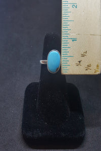 Size 7 - Southwest Simple Turquoise Oval shape sterling silver ring