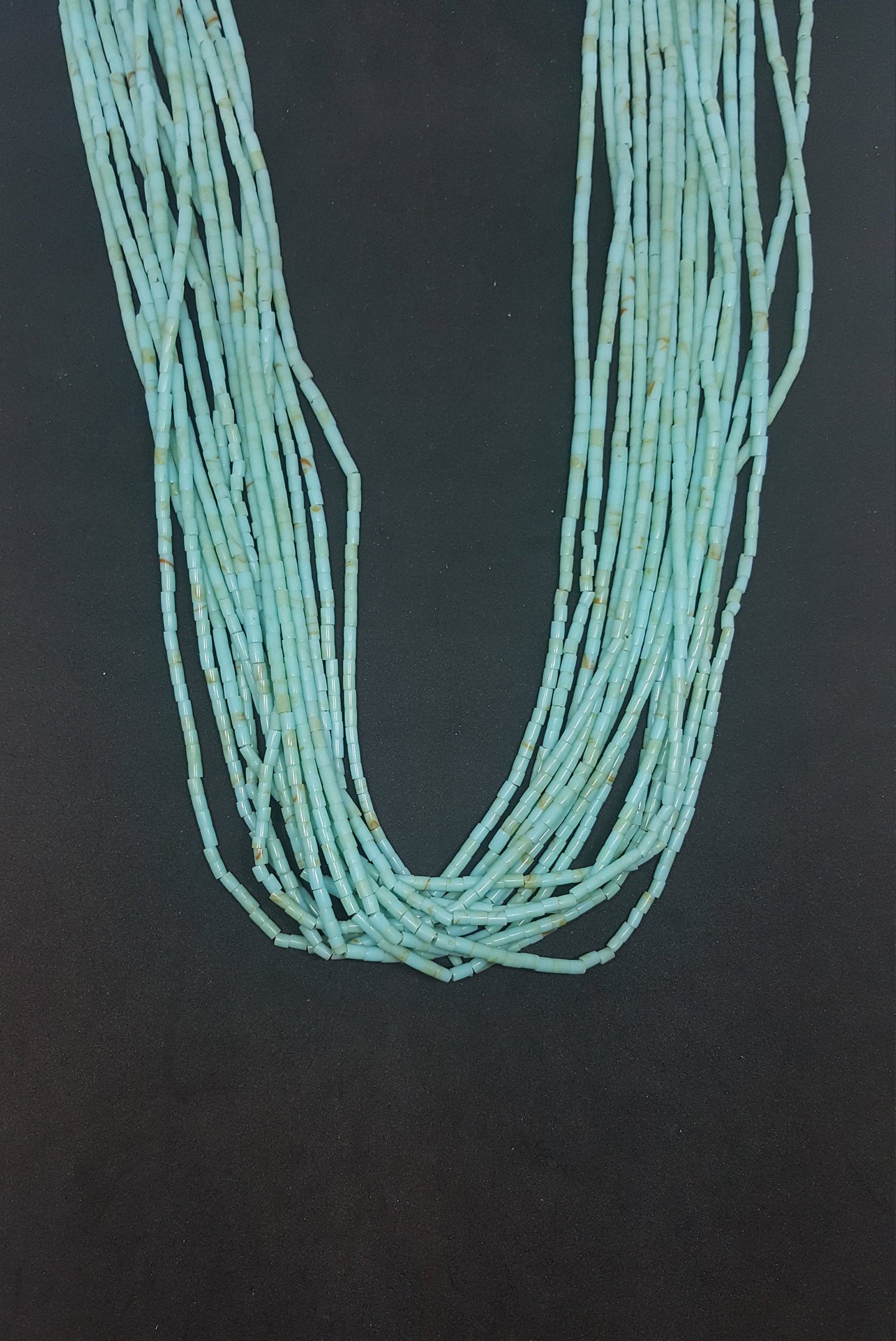 26 inches 15 strands Santo Domingo Turquoise on a rope beaded necklace