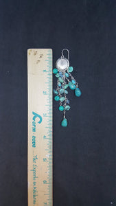 Dream Catcher Kingman Turquoise Sapphire sterling silver dangle earrings