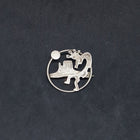 Vintage Navajo Kokopelli, Mountain, and Moon round shape sterling silver lapel pin