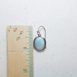 Simple Oval Blue Larimar sterling silver dangle earrings