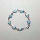 Oval Blue Larimar sterling silver chain bracelet