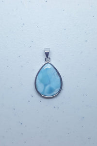 Simple Teardrop Blue Larimar sterling silver pendant necklace