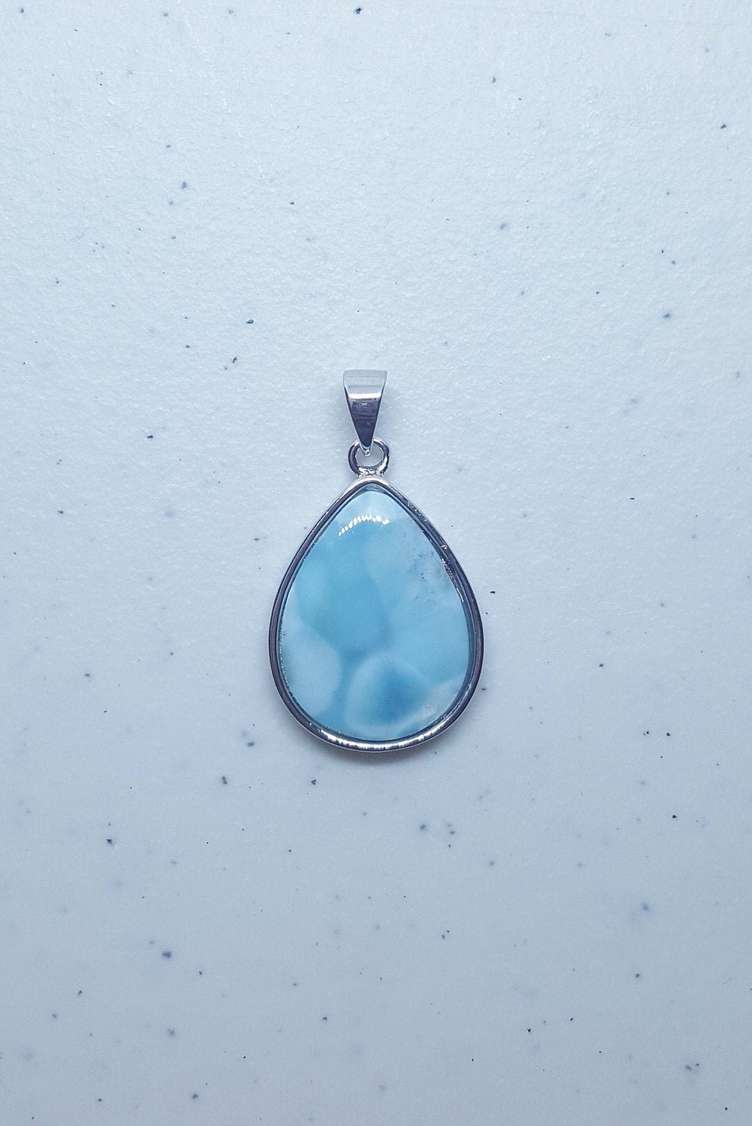 Simple Teardrop Blue Larimar sterling silver pendant necklace