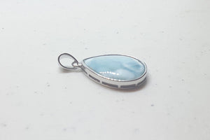 Simple Teardrop Blue Larimar sterling silver pendant necklace