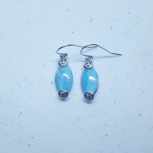 Oval Blue Larimar sterling silver dangle earrings