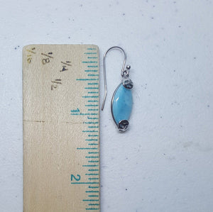 Oval Blue Larimar sterling silver dangle earrings