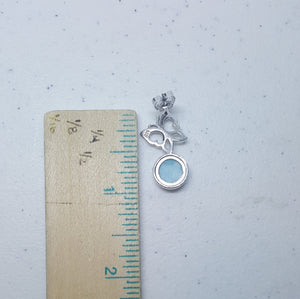 Butterfly on the Moon Blue Larimar round shape sterling silver post earrings