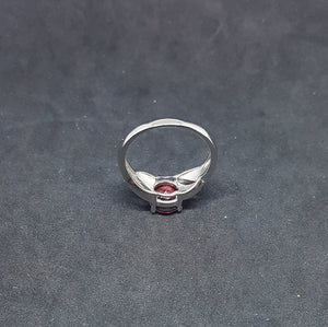 Size 8 - Blue Fire Opal micro CZ Garnet Round shape sterling silver ring