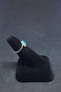 Size 6 3/4 - Little Clover Leaf Blue Fire Opal sterling silver ring