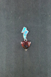 Heart Blue Fire Opal Tourmaline sterling silver pendant necklace