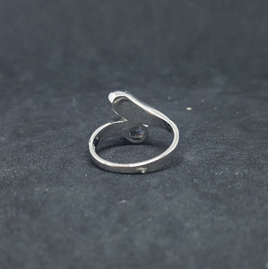 Size 7 1/4 - Blue Fire Opal Amethyst oval shape sterling silver ring