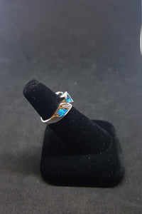 Size 7 - Blue Fire Opal CZ Topaz Triangles shape sterling silver ring