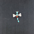 Southwest Dragonfly Sleeping Beauty Turquoise Coral Mother of Pearl sterling silver pendant/pin - Signed MY