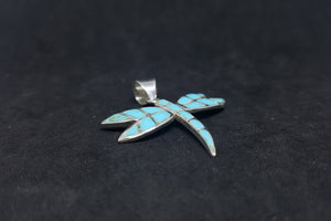 Southwest Dragonfly Kingman Turquoise sterling silver pendant necklace