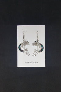 Galaxy Kokopelli Micro-inlay multi-stone sterling silver dangle earrings