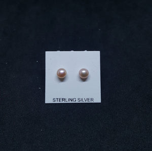 3 mm Sphere Mother of Pearl sterling silver stud earrings