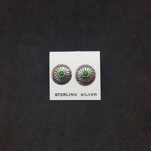 Daisy Flower 2mm Green Turquoise round shape sterling silver stud earrings