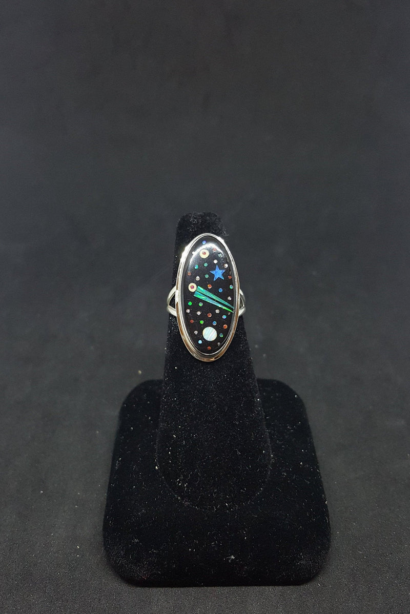 Galaxy Inlay deals Multi-stones Sterling Silver Ring-Size 8 1/4