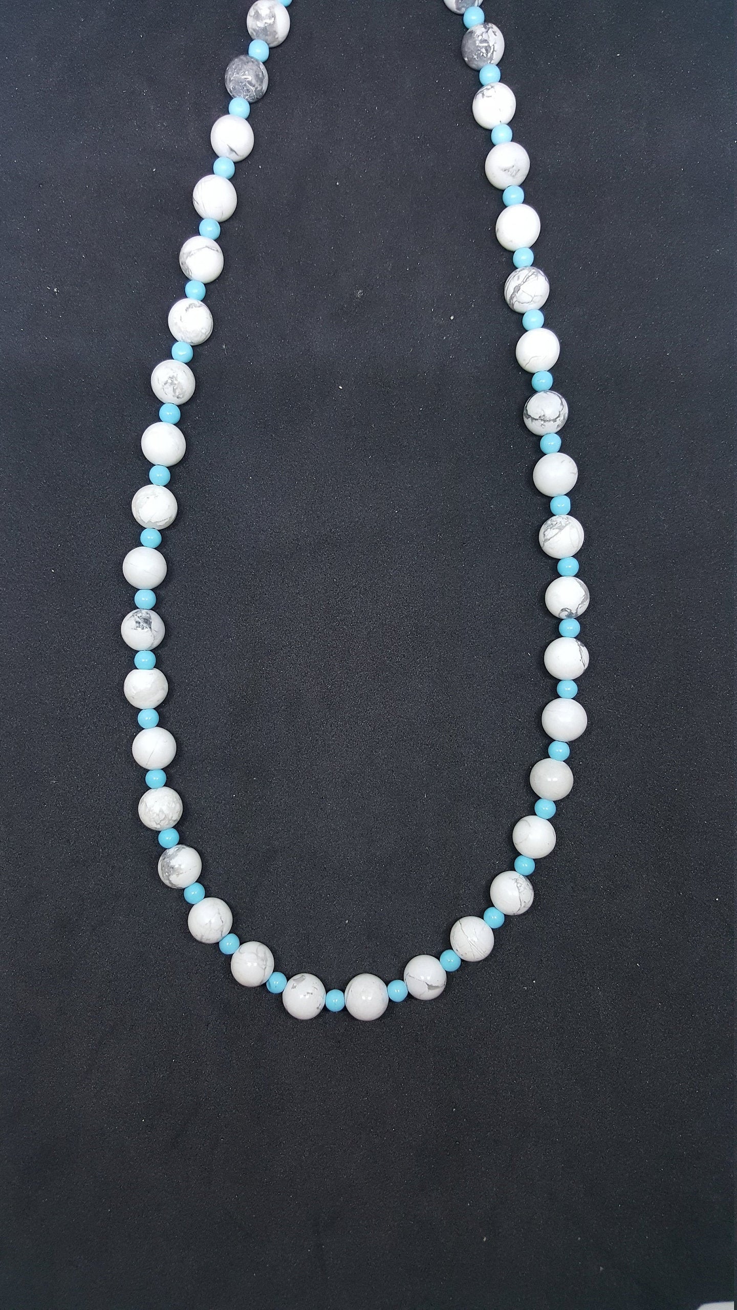 20 inches Gemstone beads Turquoise White Turquoise sterling silver beaded necklace