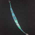 Square and kite Shape Blue Fire Opal rectangle shape sterling silver link bracelet
