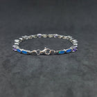 Oval Amethyst with Oval Blue Fire Opal sterling silver link bracelet