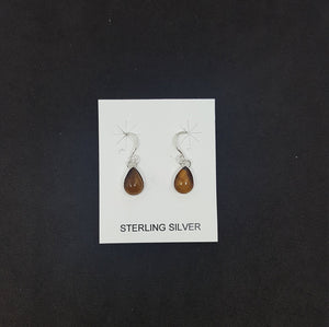 Amber Teardrop sterling silver dangle earrings