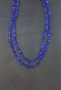 20 inches 2 strands Lapis sterling silver random shape stones sterling silver beaded necklace