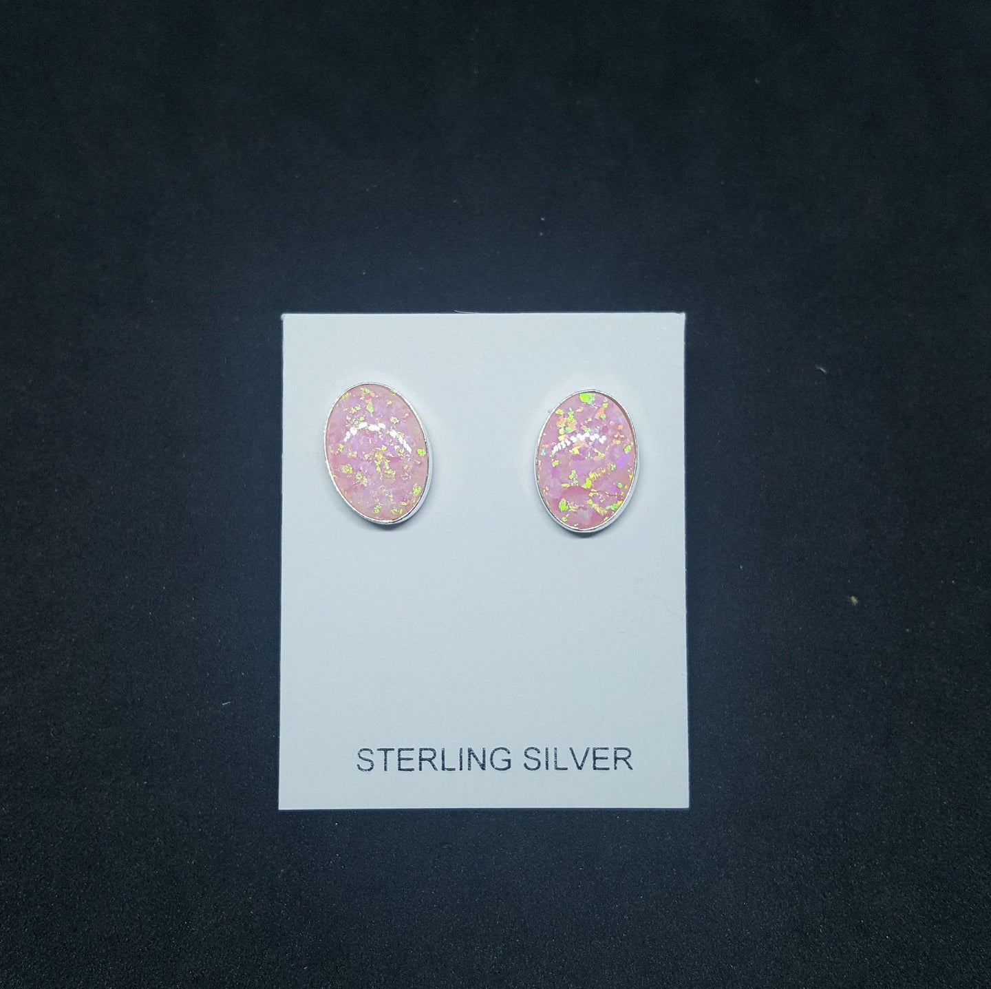 Pink Fire Opal sterling silver stud earrings