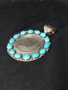 Sterling Silver 1925 Liberty Coin Kingman Turquoise