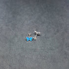 Baby butterfly with designs  Blue Fire Opal sterling silver stud earrings