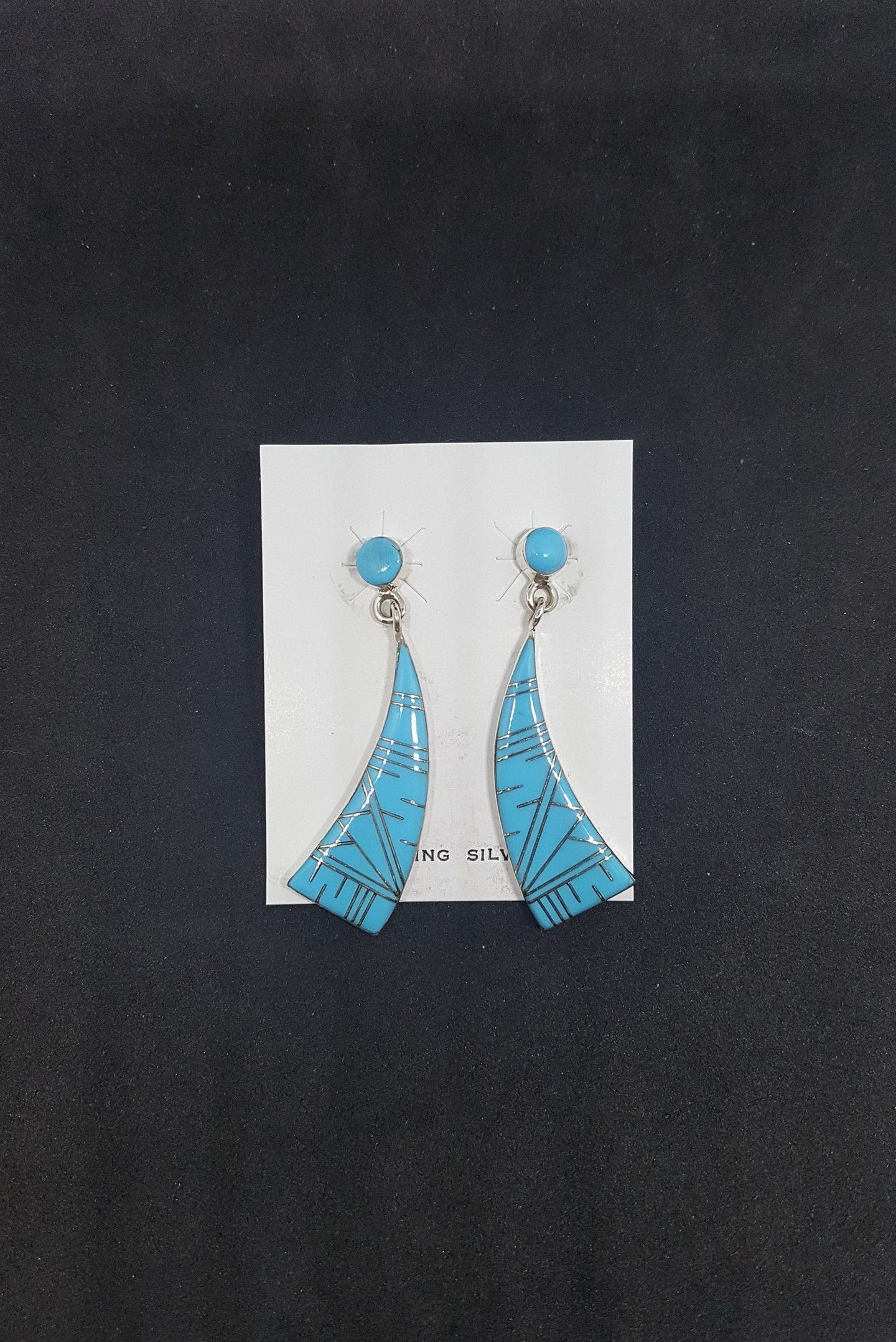 Southwest Turquoise triangle shape sterling silver post earrings
