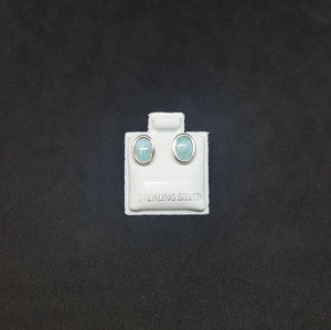 Oval Larimar sterling silver post earrings