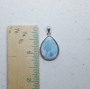 Simple Teardrop Blue Larimar sterling silver pendant necklace