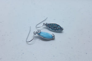 Oval Blue Larimar sterling silver dangle earrings