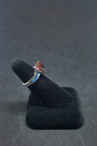 Size 6 1/4 - Blue Fire Opal micro CZ Tourmaline Triangle shape sterling silver ring