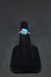 Size 6 3/4 - Little Clover Leaf Blue Fire Opal sterling silver ring