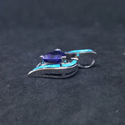 Little Triangle Blue Fire Opal Tanzanite ellipse shape overall sterling silver pendant necklace