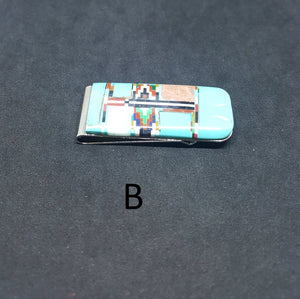 Turquoise inlay MONEY CLIP - 3/4 inches wide