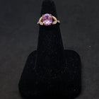 Size 7 - Oval Pink CZ Pink Fire Opal leaf shape rose gold plated sterling silver ring
