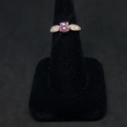 Pink Fire Opal round Pink CZ rose gold plated sterling silver ring size 8 1/4