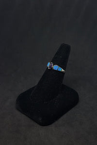 Size 9 1/4 - Blue Fire Opal marquise-cut Amethyst sterling silver ring