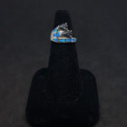 Size 7 - Flying Stones Blue Fire Opal Mystic Amethyst teardrop sterling silver ring