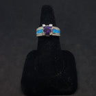 Size 9 - The Royal round Amethyst Blue Fire Opal micro CZ sterling silver ring